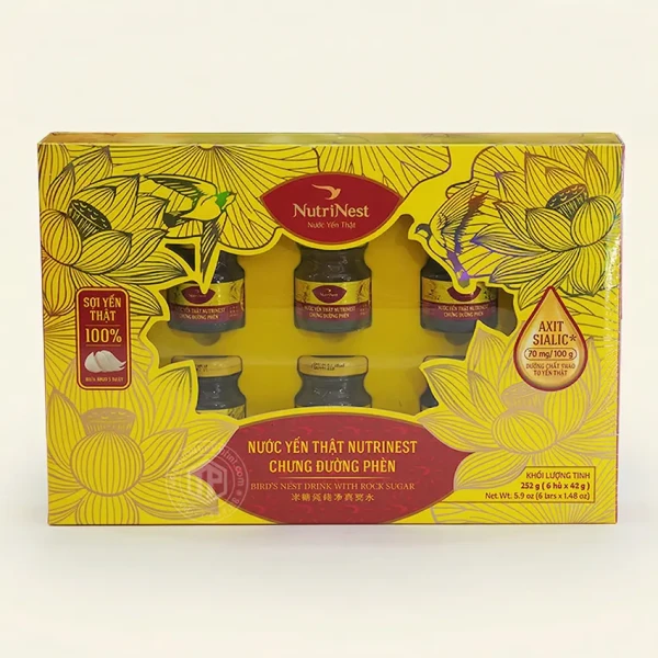 Nước yến thật Nutrinest chưng đường phèn hộp 6 lọ x 42g