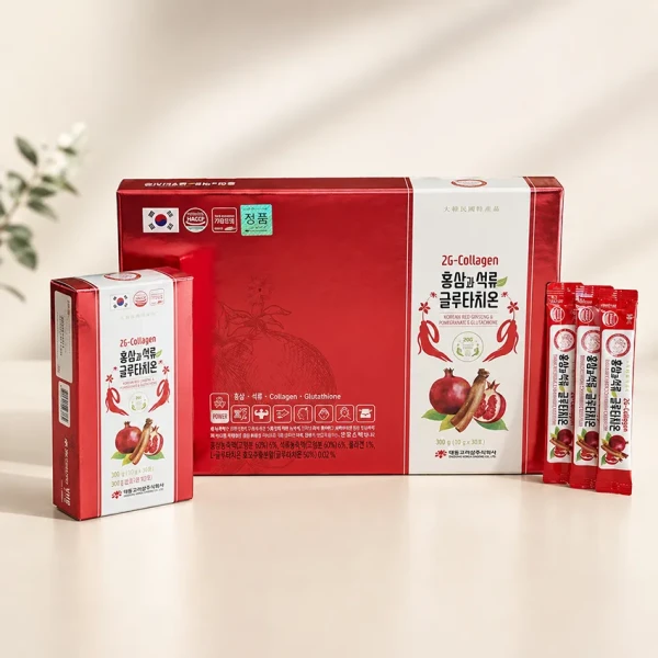 Nước hồng sâm lựu Collagen Glutathione Hàn Quốc hộp 30 gói x 10ml
