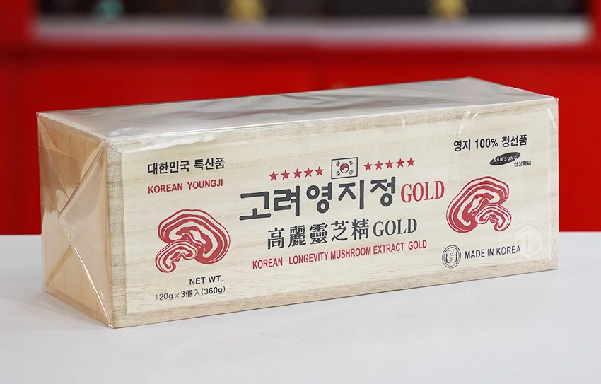 Cao linh chi sao đỏ Hàn Quốc Gold hộp gỗ 3 lọ x 120g