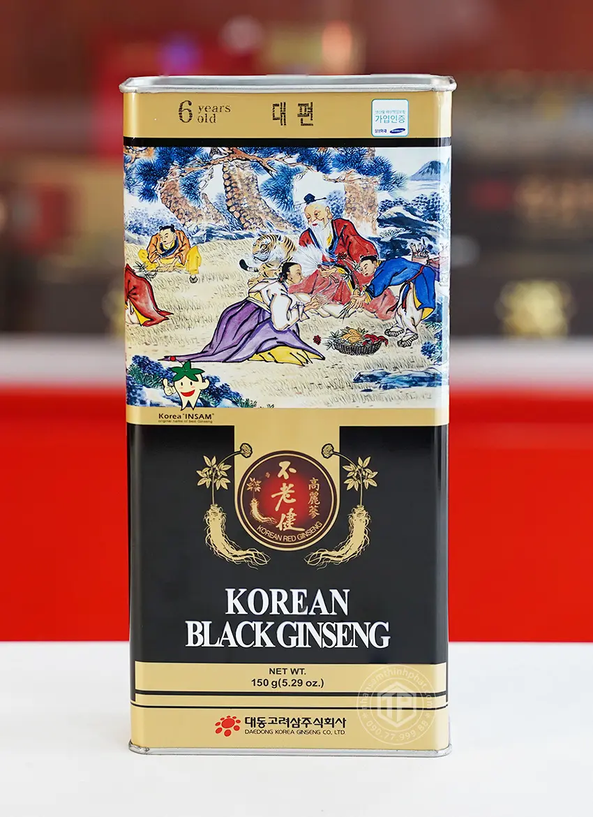 Hắc sâm củ khô 150g hộp thiếc chính hãng Daedong Hàn Quốc
