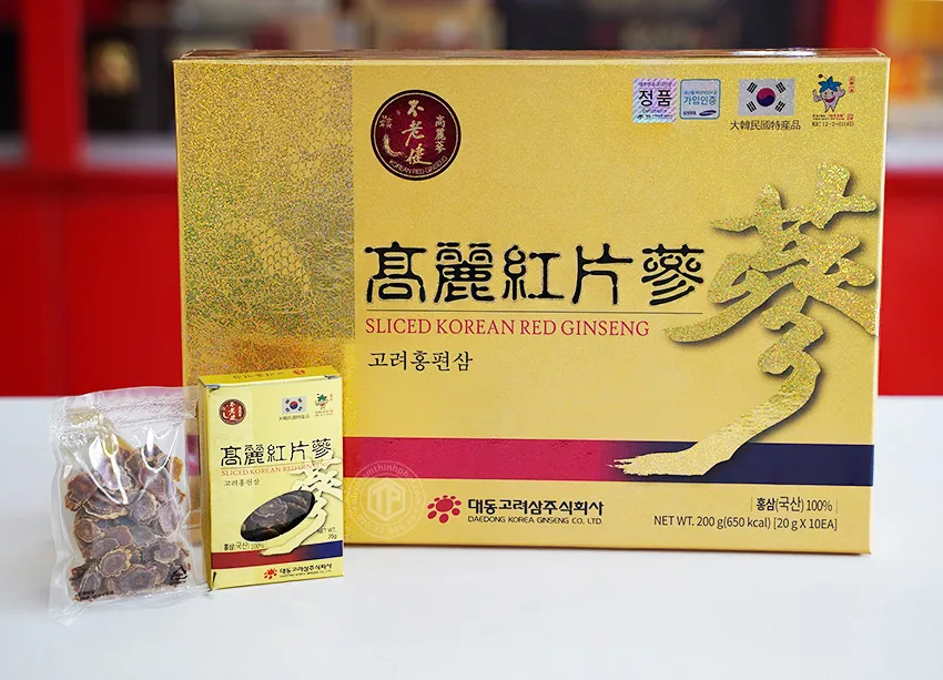 Hồng sâm khô thái lát Daedong Hàn Quốc 200g 10 hộp nhỏ