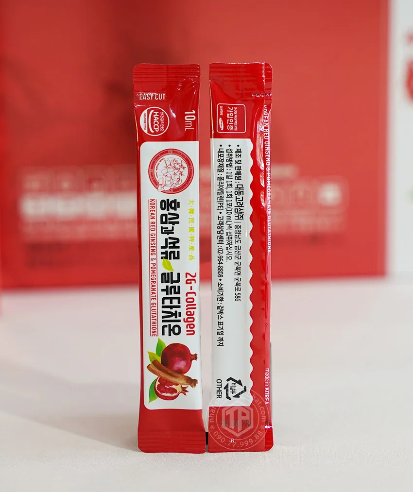Nước hồng sâm lựu Collagen Glutathione Daedong Hàn Quốc hộp 30 gói x 10ml Nước hồng sâm lựu Collagen Glutathione Daedong Hàn Quốc hộp 30 gói x 10ml