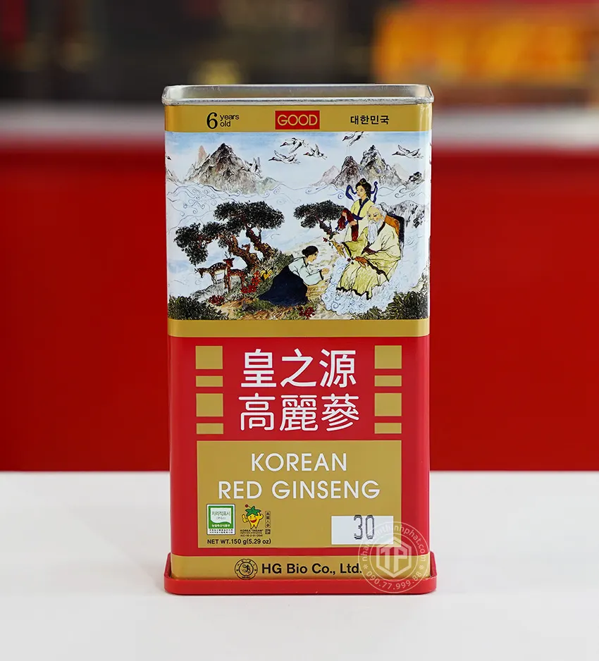 Hồng sâm củ khô hộp thiếc HG Bio 150g chính hãng Hàn Quốc Hồng sâm củ khô hộp thiếc HG Bio 150g chính hãng Hàn Quốc