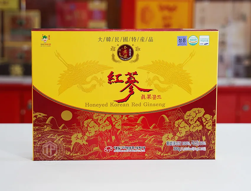 Hồng sâm củ tẩm mật ong chính hãng Daedong hộp 300g Sâm Hàn Quốc 6 năm tuổi chính hãng